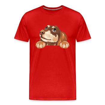 Teckel rêveur - T-shirt bio Premium Homme - rouge - Devant - Damien (186cm)