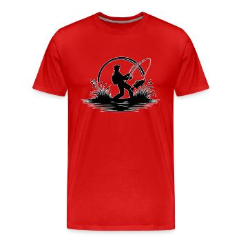Angler Umriss - Männer Premium Bio T-Shirt - Rot - Vorne - Damien (186cm)