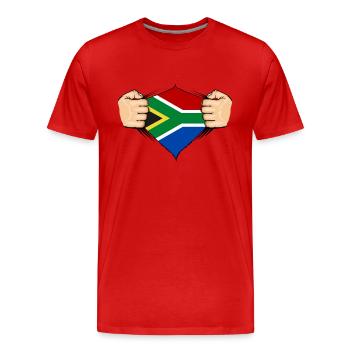 Conception du drapeau de l’Afrique du Sud - T-shirt bio Premium Homme - rouge - Devant - Damien (186cm)
