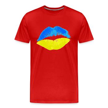Kuss (Ukraine) - Männer Premium Bio T-Shirt - Rot - Vorne - Damien (186cm)