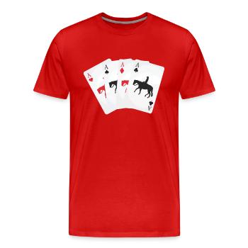 Kartenspiel Westernreiter - Männer Premium Bio T-Shirt - Rot - Vorne - Damien (186cm)