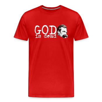 Friedrich Wilhelm Nietzsche God is dead - Männer Premium Bio T-Shirt - Rot - Vorne - Damien (186cm)