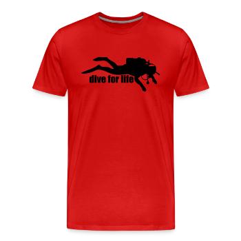 Diver Silhouette – Freediving Minimal Art - Männer Premium Bio T-Shirt - Rot - Vorne - Damien (186cm)