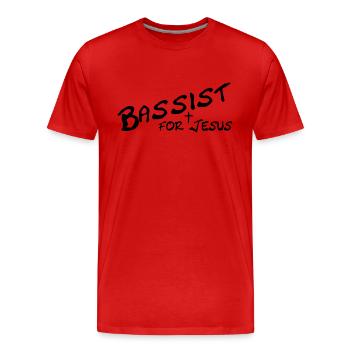 bassiste pour jesus par csDesign - T-shirt bio Premium Homme - rouge - Devant - Damien (186cm)
