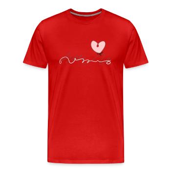 roter faden herz liebe schleife - Männer Premium Bio T-Shirt - Rot - Vorne - Damien (186cm)