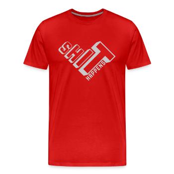 La merde arrive la devise du destin - T-shirt bio Premium Homme - rouge - Devant - Damien (186cm)