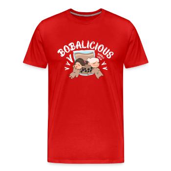 Optimiste - Joyeux Positif - T-shirt bio Premium Homme - rouge - Devant - Damien (186cm)