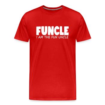 funcle fun oncle - T-shirt bio Premium Homme - rouge - Devant - Damien (186cm)