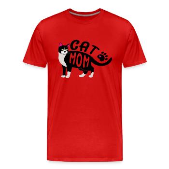 Cat Mom Shirt - Männer Premium Bio T-Shirt - Rot - Vorne - Damien (186cm)