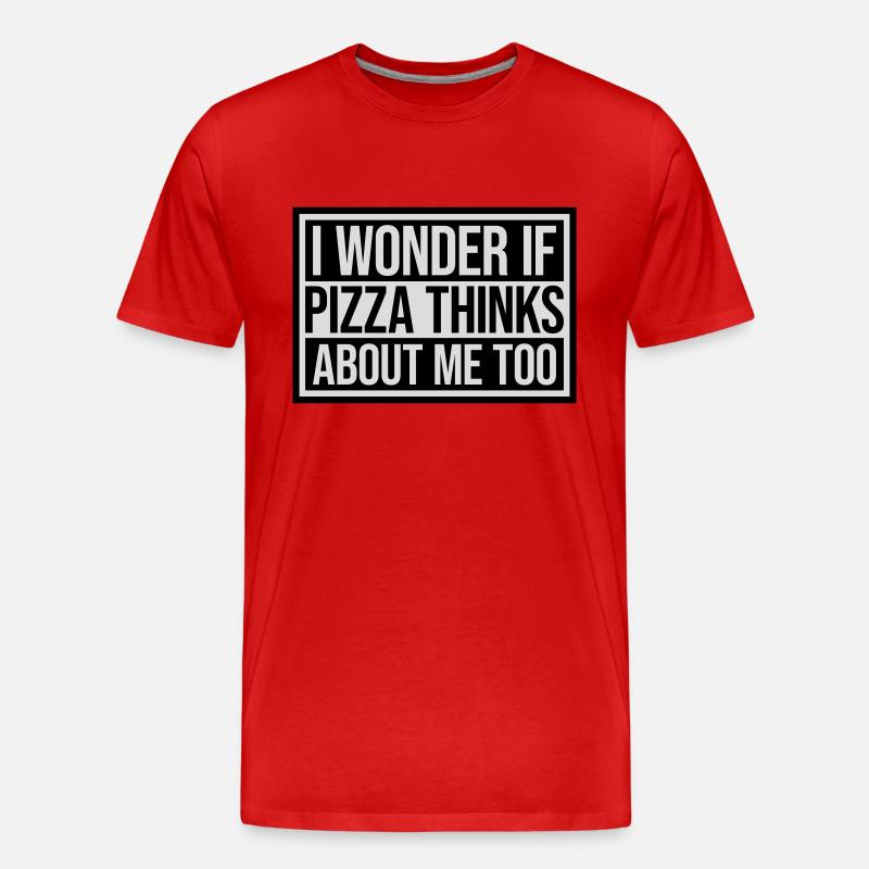 pizza thinks about me - Männer Premium Bio T-Shirt - Rot