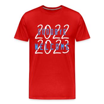 welcome 2023 - Men's Premium Organic T-Shirt - red - Front - Damien (186cm)