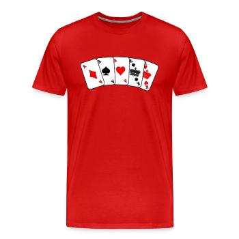 Poker - Men's Premium Organic T-Shirt - red - Front - Damien (186cm)