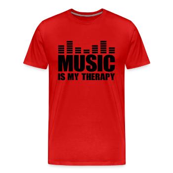 La musique est ma thérapie - T-shirt bio Premium Homme - rouge - Devant - Damien (186cm)