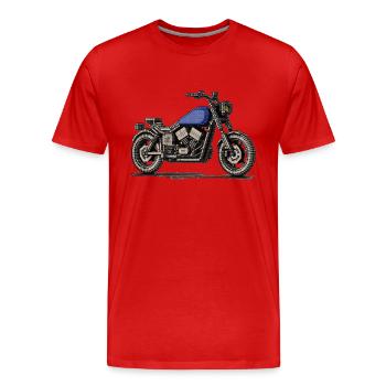 Chopper als Oldtimer Motorrad in Pixelart - Männer Premium Bio T-Shirt - Rot - Vorne - Damien (186cm)
