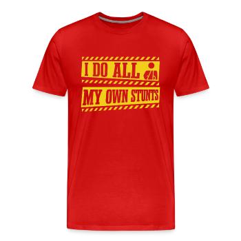 Ich mache alle meine Stunts selbst | Wiederherstellung eines gebrochenen Arms - Männer Premium Bio T-Shirt - Rot - Vorne - Damien (186cm)