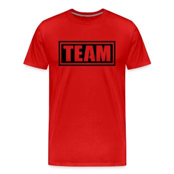 team - Men's Premium Organic T-Shirt - red - Front - Damien (186cm)