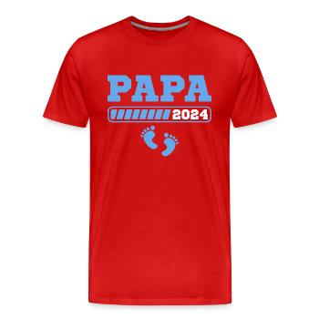 Papa 2024 Schwangerschaft Werdender Vater Geschenk - Männer Premium Bio T-Shirt - Rot - Vorne - Damien (186cm)