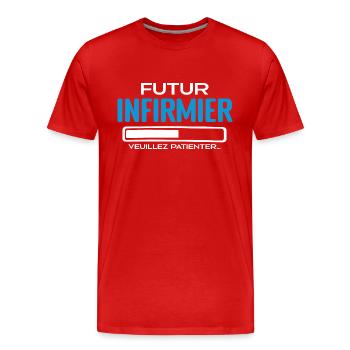 Futur Infirmier Idée Cadeau Infirmier - T-shirt bio Premium Homme - rouge - Devant - Damien (186cm)