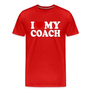 I love my coach - T-shirt bio Premium Homme - rouge - Devant - Damien (186cm)