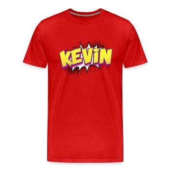 Kevin Nom personnalisé Style de bande dessinée Pop Art, Kevin - T-shirt bio Premium Homme - rouge - Devant - Damien (186cm)