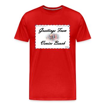 Venice Beach Souvenir-Postkarte - Männer Premium Bio T-Shirt - Rot - Vorne - Damien (186cm)