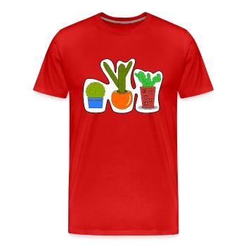 Autocollant Cactus - T-shirt bio Premium Homme - rouge - Devant - Damien (186cm)
