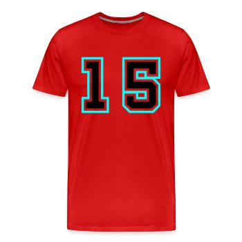 Symbole de 15 chiffres - T-shirt bio Premium Homme - rouge - Devant - Damien (186cm)