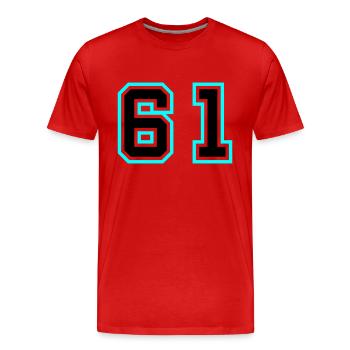 61 Symbole numérique - T-shirt bio Premium Homme - rouge - Devant - Damien (186cm)