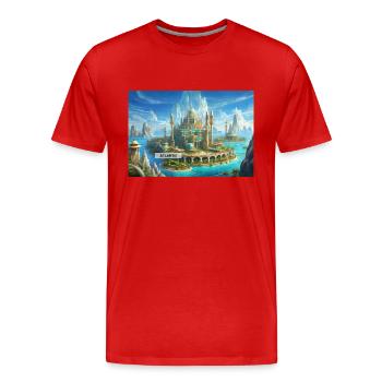 de beaux lieux mythiques – L’Atlantide avant la catastrophe - T-shirt bio Premium Homme - rouge - Devant - Damien (186cm)