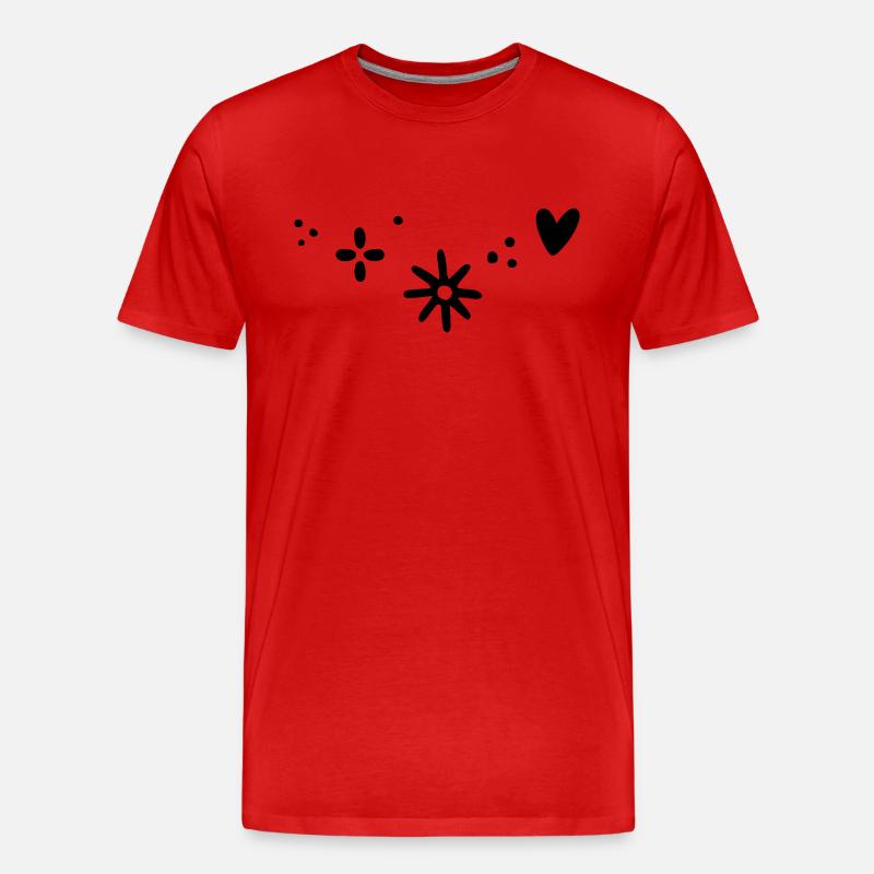 Herz Stern Muster - Männer Premium Bio T-Shirt - Rot