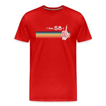 Ich bin nicht 59, ich bin 58 plus Mittelfingerschädel - Männer Premium Bio T-Shirt - Rot - Vorne - Damien (186cm)