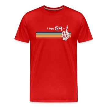 Ich bin nicht 60, ich bin 59 plus Mittelfingerschädel - Männer Premium Bio T-Shirt - Rot - Vorne - Damien (186cm)