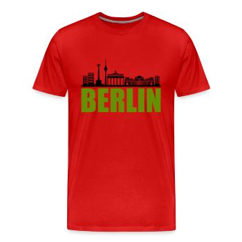 berlin-skyline - Men's Premium Organic T-Shirt - red - Front - Damien (186cm)
