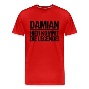 Vorname Damian - Männer Premium Bio T-Shirt - Rot - Vorne - Damien (186cm)