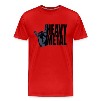 Heavy Metal Rock Music Horns Hand Gesture Text Logo - Men's Premium Organic T-Shirt - red - Front - Damien (186cm)