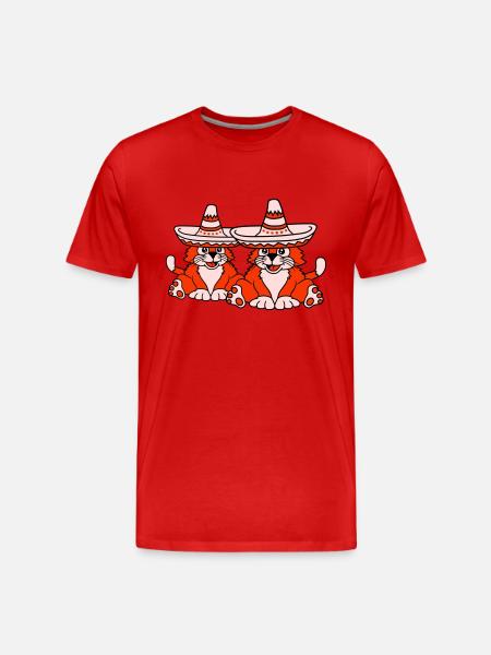 2 Sombrero Hat Katter Mexikansk kultur Vänner - Organic T-shirt Ekologisk premium-T-shirt herr - röd