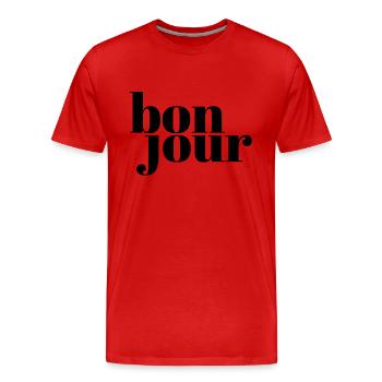 "bon jour" minimaliste - T-shirt bio Premium Homme - rouge - Devant - Damien (186cm)