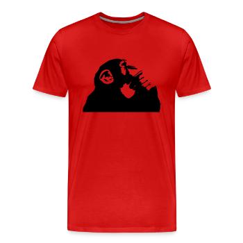nachdenklicher Schimpanse - Männer Premium Bio T-Shirt - Rot - Vorne - Damien (186cm)