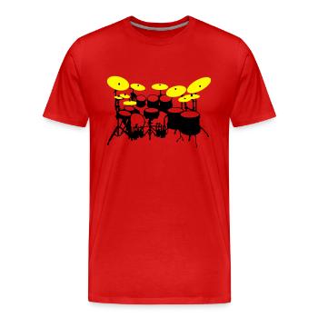 Large drumkit - Men's Premium Organic T-Shirt - red - Front - Damien (186cm)