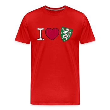 I love Steiermark Wappen Steirisch Geschenk - Männer Premium Bio T-Shirt - Rot - Vorne - Damien (186cm)