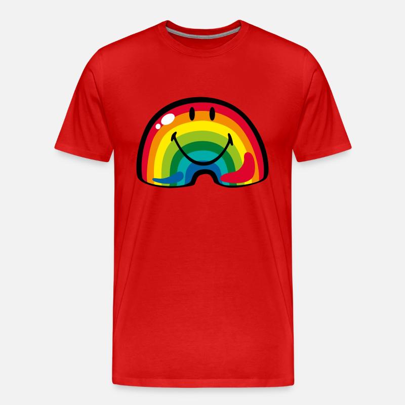 Smiley Rainbow - Männer Premium Bio T-Shirt - Rot