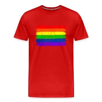 Drapeau arc-en-ciel Vintage - T-shirt bio Premium Homme - rouge - Devant - Damien (186cm)