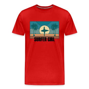 Surfer Girl Surfboard Surfing Gift Idea - Men's Premium Organic T-Shirt - red - Front - Damien (186cm)