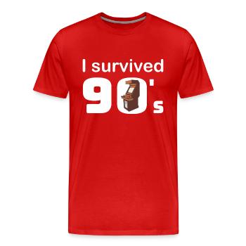 Ich überlebte die 90er Arcade Videospiel Automaten - Männer Premium Bio T-Shirt - Rot - Vorne - Damien (186cm)