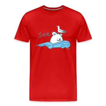 Eisbär am Meer - Männer Premium Bio T-Shirt - Rot - Vorne - Damien (186cm)