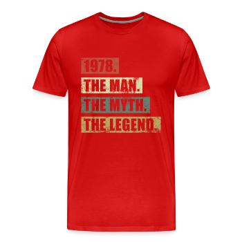 1978 Jahrgang Mann Mythos Legende - Men's Premium Organic T-Shirt - red - Front - Damien (186cm)