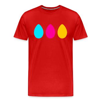 Drei Ostereier - Männer Premium Bio T-Shirt - Rot - Vorne - Damien (186cm)