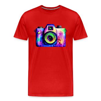 Photographier Photographe Appareil photo Photographe drôle - T-shirt bio Premium Homme - rouge - Devant - Damien (186cm)