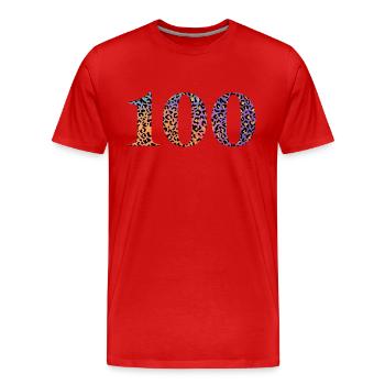 100e anniversaire léopard - T-shirt bio Premium Homme - rouge - Devant - Damien (186cm)