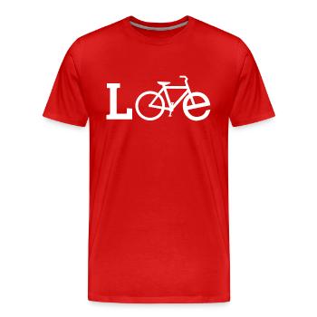 Vélo amour - T-shirt bio Premium Homme - rouge - Devant - Damien (186cm)